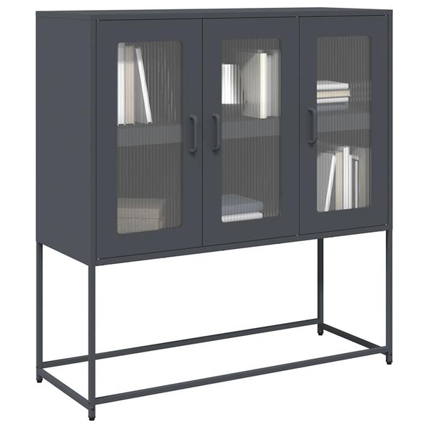 vidaXL Komoda antracitová 100,5x39x107 cm oceľ valcovaná za studena