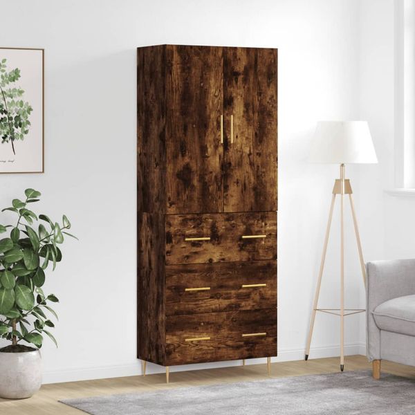 vidaXL Vysoká skrinka dymový dub 69,5x34x180 cm spracované drevo
