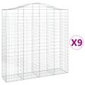 vidaXL Oblúkové gabiónové koše 9ks 200x50x200/220cm pozinkované železo