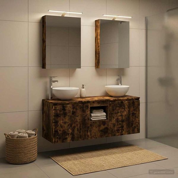 vidaXL Set kabinetov do kúpeľne 5 pcs Dymový dub 50 x 14,5 x 70 cm