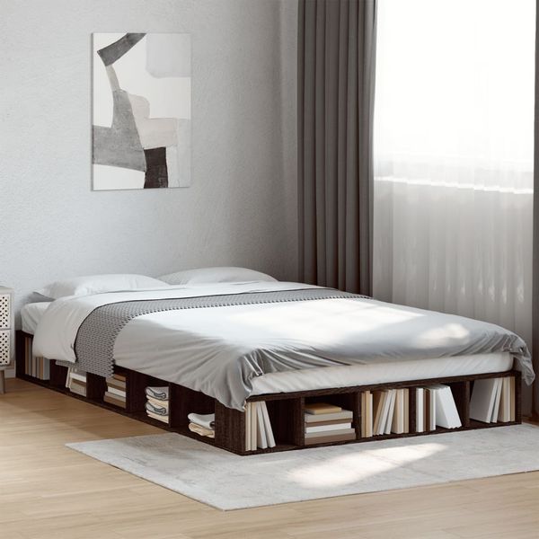 vidaXL Posteľný rám hnedý dub 135x190 cm kompozitné drevo