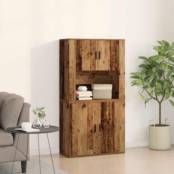 vidaXL Highboard Staré drevo 80 x 33 x 150 cm Kompozitné drevo