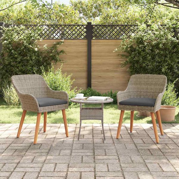 vidaXL Záhradná stolička 2 pcs Čierna 62.5 x 55 x 82 cm polyratan