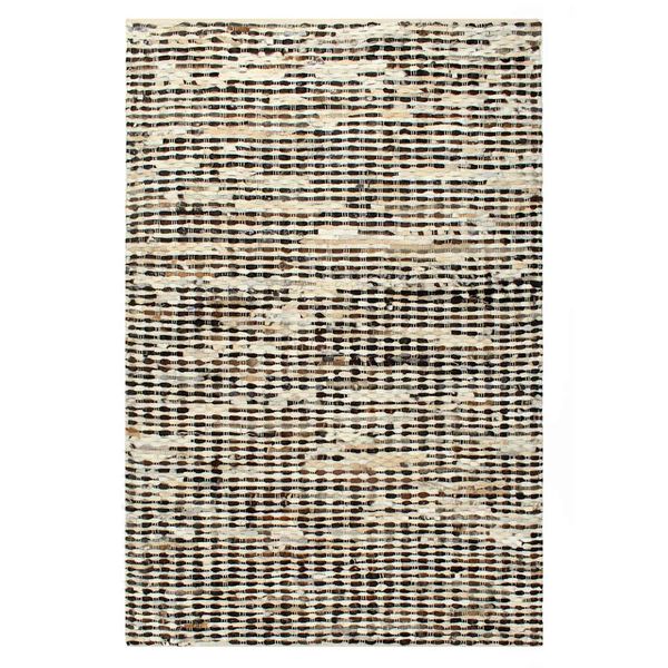 vidaXL Koberec čierny/biely 160x230 cm pravá koža so srsťou