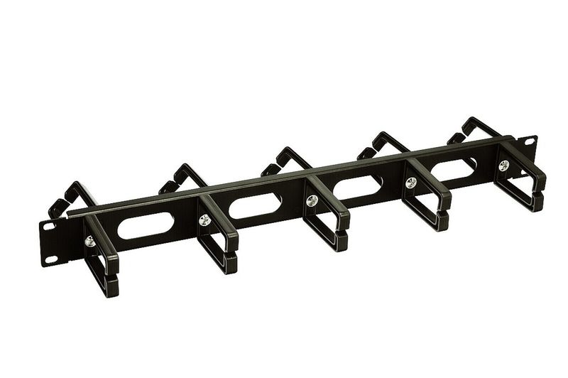 Vyväzovací panel obojstranný 19" 1U BK plastové oko CMP4 VP-06-1-PO2-B