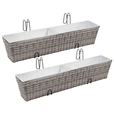 vidaXL Vyvýšené záhony na balkón 2 ks, 80 cm, sivé, polyratan
