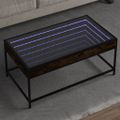 vidaXL Konferenčný stolík s nekonečnými LED dymový dub 90x50x41 cm