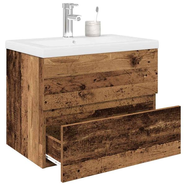 VidaXL drezová skrinka so vstavaným umývadlom a batériou Old Wood