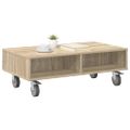 vidaXL Bočný stolík s kolieskami Sonoma dub 90 x 50 x 30 cm