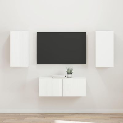 vidaXL Zostava TV skriniek Nástenný 2 pcs Biela Kompozitné drevo
