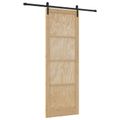 vidaXL Posuvné dvere 83 x 232 cm Borovicový masív Prírodná a čierna