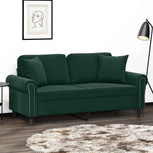 vidaXL 2-miestna pohovka s vankúšmi tmavozelená 140 cm zamat