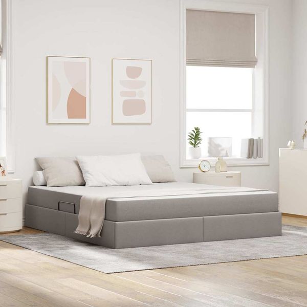vidaXL Postel s úložným prostorem a matrací Sivohnedá 180 x 200 cm