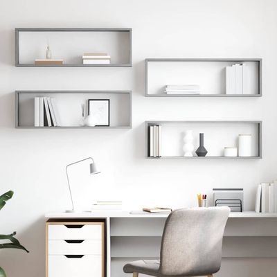 vidaXL Nástenné police 4ks betónovo sivé 80x15x26,5cm kompozitné drevo