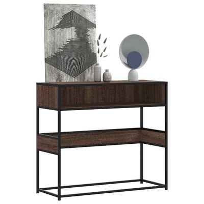 vidaXL Konzolový stolík hnedý dub 90x35x80 cm kompozitné drevo