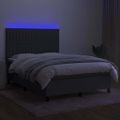 vidaXL Posteľ boxsping s matracom a LED tmavosivá 140x200 cm látka