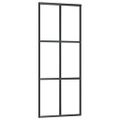 vidaXL Posuvné dvere s kovaním ESG sklo a hliník 76x205 cm