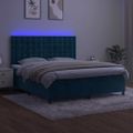 vidaXL Posteľný rám boxsping matrac a LED tmavomodrý 160x200 cm zamat