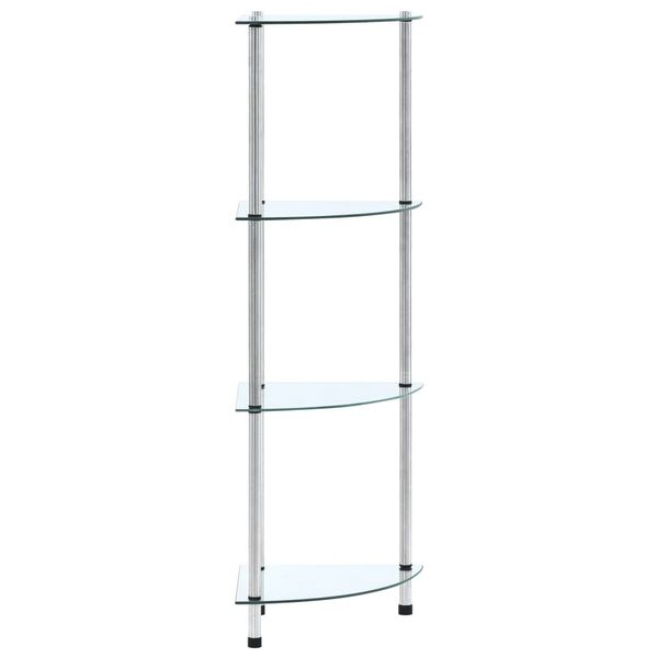 vidaXL Regál so 4 policami, priehľadný 30x30x100 cm, tvrdené sklo
