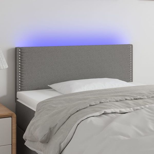 vidaXL Čelo postele s LED tmavosivé 90x5x78/88 cm látka