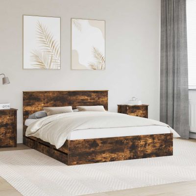 vidaXL Rám postele Dymová dub 160 x 200 cm Inžinierske drevo