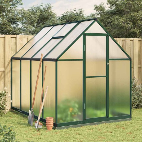 vidaXL Skleník so základovým rámom zelený 224x169x202 cm hliník