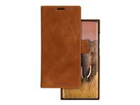 Puzdro s klopou na mobilný telefón - koža - bronz - pre Samsung Galaxy S24 Ultra