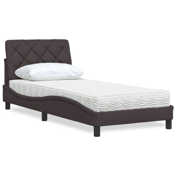 vidaXL Posteľ s matracom tmavohnedá 90x190 cm látka