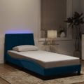 vidaXL Rám postele s LED bez matraca Hankomodrý 90x200 cm zamat