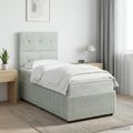 vidaXL LED boxspring posteľ s matracom Svetlosivá 80 x 200 cm Zamat