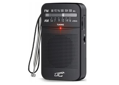 Prenosné vreckové rádio LTC LEGA, AM/FM, mini jack, čierne