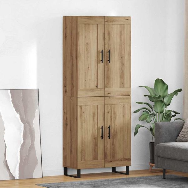 vidaXL Highboard Remeselný dub 69,5 x 34 x 180 cm Kompozitné drevo