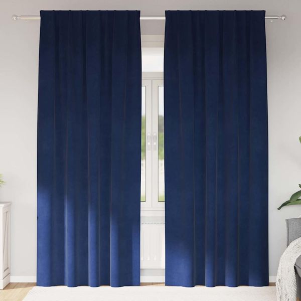 vidaXL Zatemňovacie závesy 2 pcs Tmavomodrá 140 x 245 cm Zamat