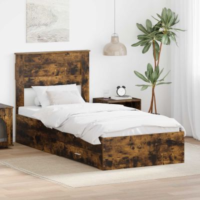 vidaXL Rám postele Dymový dub a striebro 75 x 190 cm Kompozitné drevo