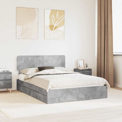 vidaXL Úložná posteľ Betónová šedá 150 x 200 cm Kompozitné drevo