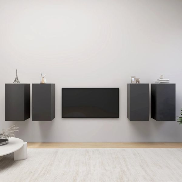 vidaXL TV skrinky 4 ks, sivé 30,5x30x60 cm, kompozitné drevo