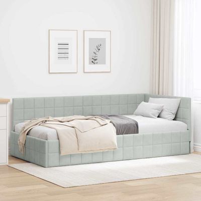 vidaXL Rohový rám postele Svetlosivá 90 cm x 200 cm Zamat