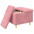 vidaXL Ottoman s Úložným Priestorom Ružová 60 x 60 x 45 cm Zamat