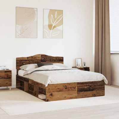vidaXL Rám postele Staré drevo 140 x 190 cm Masívne borovicové drevo