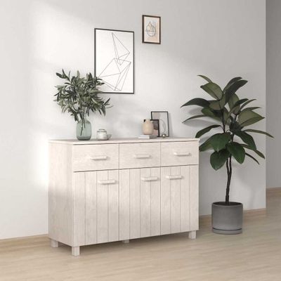 vidaXL Komoda HAMAR, biela 113x40x80 cm, borovicový masív
