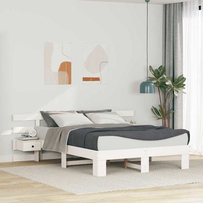 vidaXL Rám postele Biela 150 x 200 cm Masívne borovicové drevo