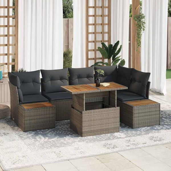 vidaXL Súprava záhradných pohoviek s úložiskom 10 pcs Sivá Poly ratan