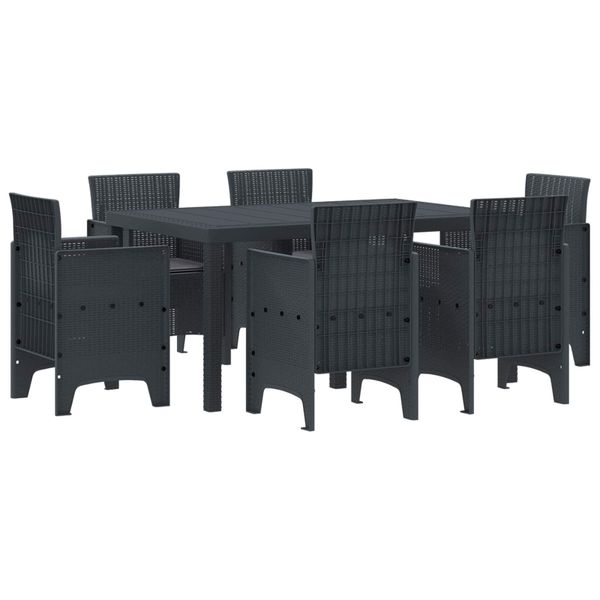 vidaXL Záhradný jedálenský set 7 pcs Antracit Polt ratan