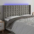 vidaXL Čelo postele s LED bledosivé 183x16x118/128 cm zamat