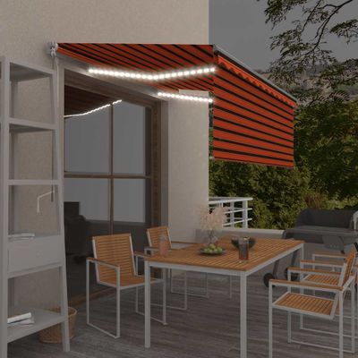 vidaXL Ručne zaťahovacia markíza tienidlo&LED 3,5x2,5 m oranžovo-hnedá
