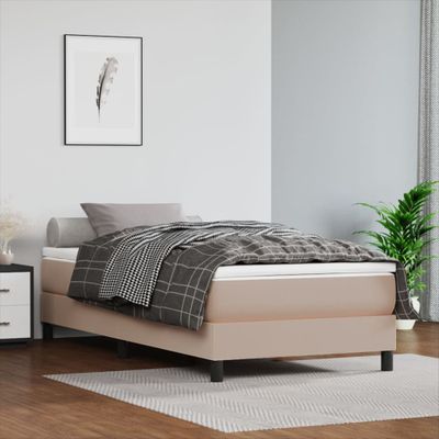 vidaXL Boxspring posteľ s matracom kapučínová 90x200 cm umelá koža