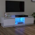vidaXL TV skrinka s LED svetlami lesklá biela 140x40x36 cm