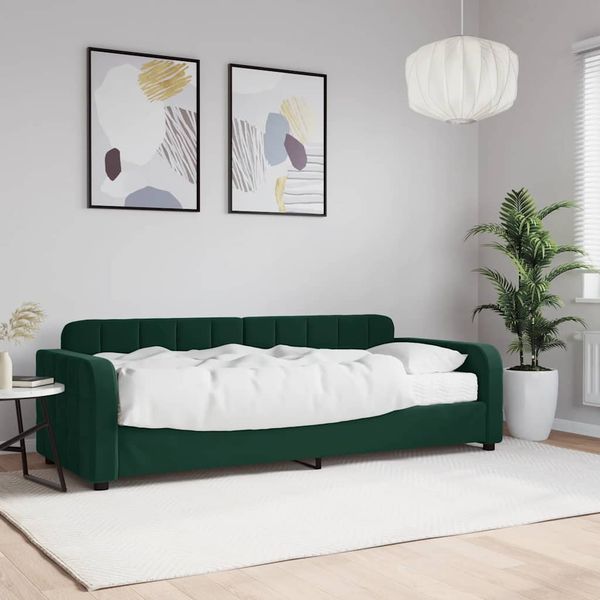 vidaXL Denná posteľ s matracom tmavozelená 80x200 cm zamat