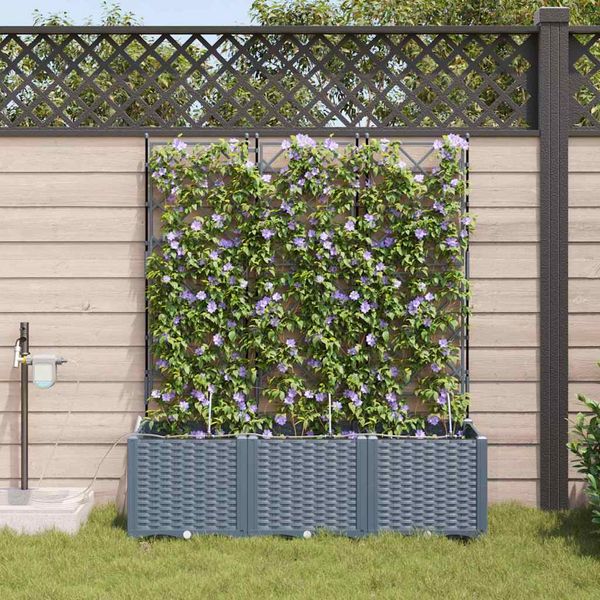 vidaXL Záhradný kvetináč 3 pcs Svetlo šedá 120 x 40 x 142 cm Plast