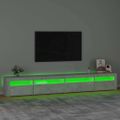 vidaXL TV skrinka s LED svetlami betónová sivá 270 x 35 x 40 cm